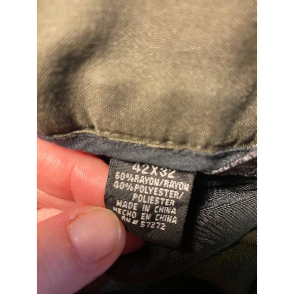 J Ferrar 42x32 Double Pleated Wide Leg Dress Pants Olive Green Career Slacks